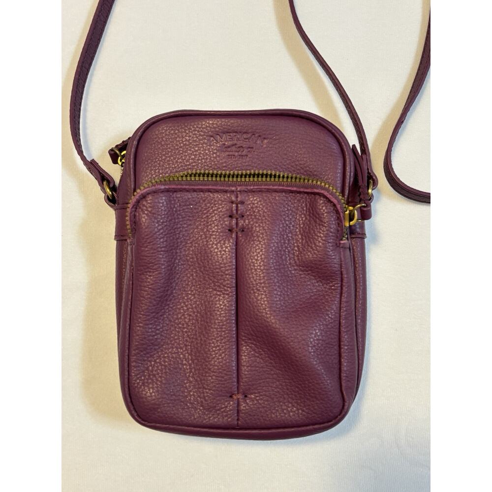 American Leather Co Cleveland Mini Wine Pebbled Leather Crossbody Purse Bag